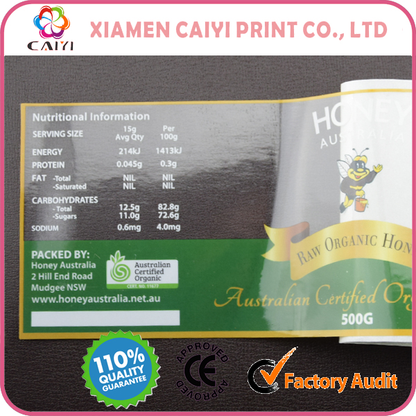 Transparent/Clear Honey Bottle Labels