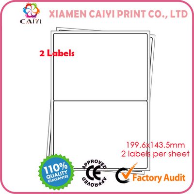 A4 Label Sheet, 2 Labels Per Sheet