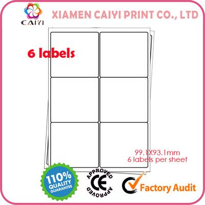 Avery Compatible A4 Label, 6 Labels/sheet